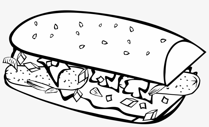 Clip Art Transparent Library Fast Food Breakfast Sub - Food Drawings Black And White, transparent png