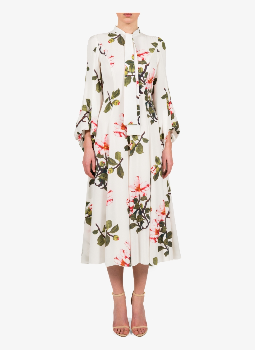 Silk Dress With Bishop Sleeves - Fashion Model, transparent png