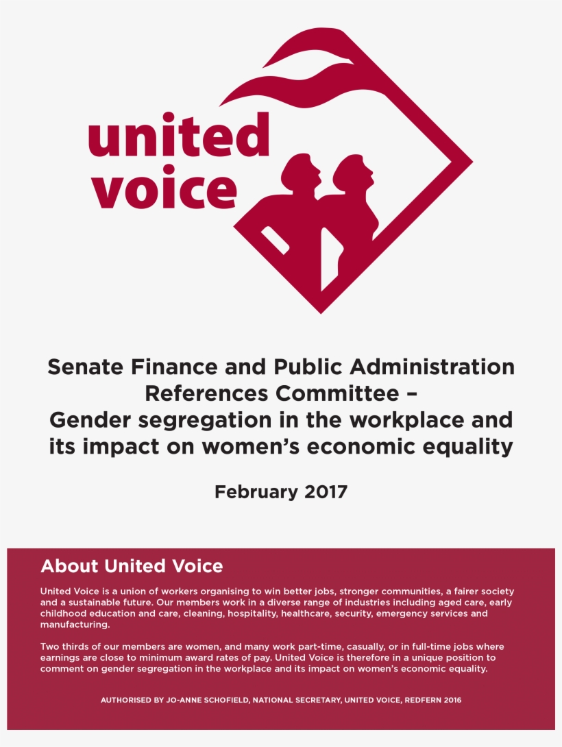 20170217 Gendersegregation Cover1 - United Voice Logo Png, transparent png