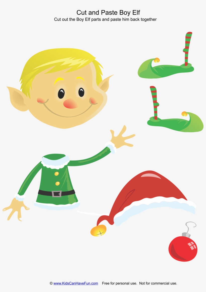 Cut And Paste - Christmas Elf Cut And Paste - 1554x2126 PNG Download ...