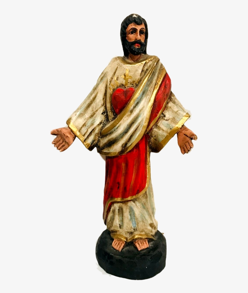 Religious Figurine Sacred Heart Of Jesus Wooden Piece - Carving, transparent png
