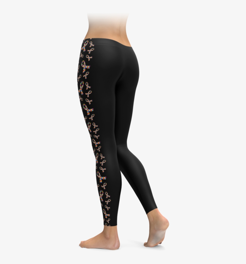 Autism Awareness Ribbon Side Stripe Leggings - Leggings, transparent png