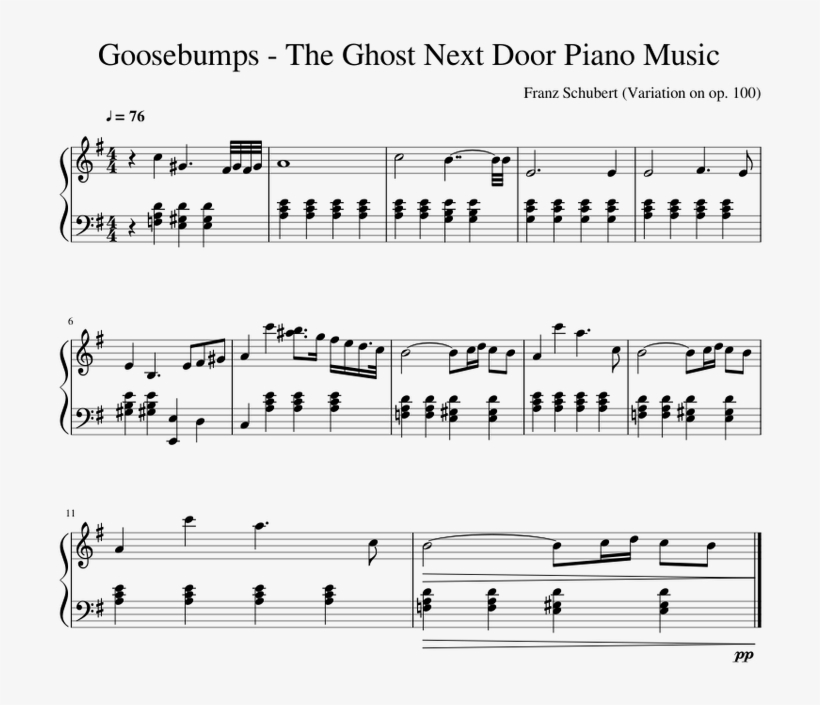 Goosebumps The Ghost Next Door Piano Music - Sheet Music, transparent png