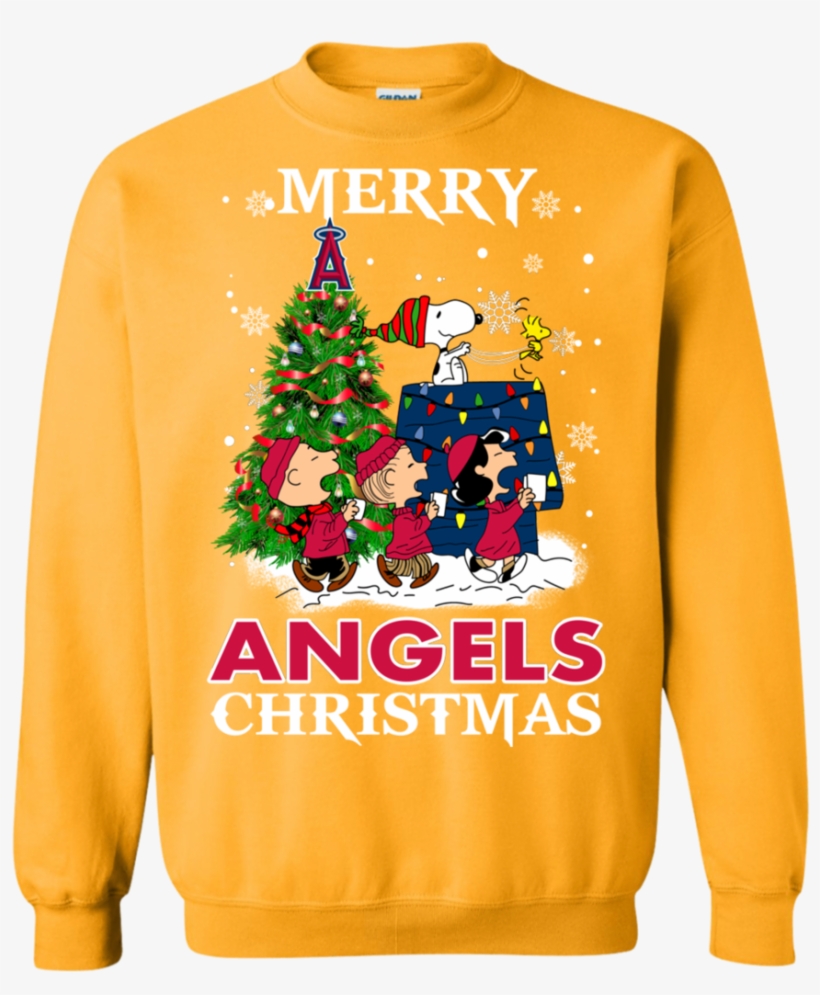Merry Los Angeles Angels Christmas Snoopy Ugly Sweater - Stranger Things Yellow Sweatshirt, transparent png