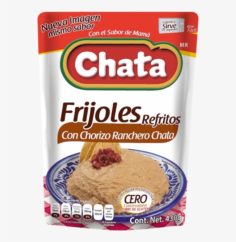 Chata Frijoles Refritos Con Chorizo Ranchero 430g - Productos Chata, transparent png