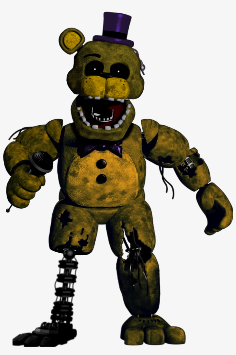 Download Transparent Editwithered Fredbear - Fnaf Withered Freddy Full Body - PNGkit