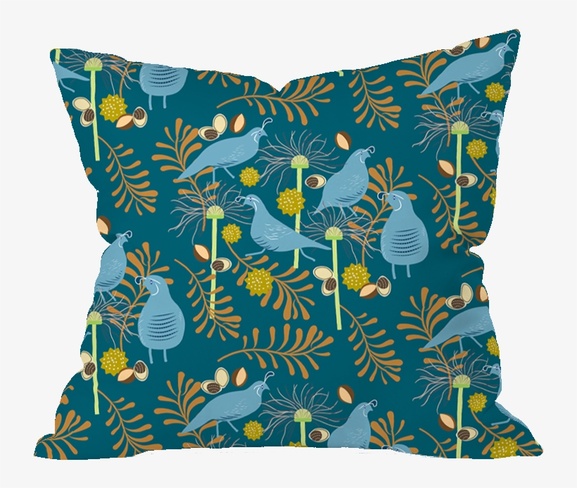 Autumn Quail Floral Pillow Cover - Cushion, transparent png