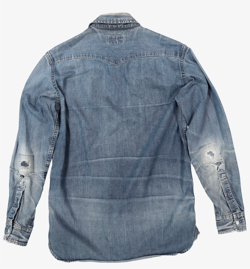 Vintage Denim Shirt - Long-sleeved T-shirt, transparent png