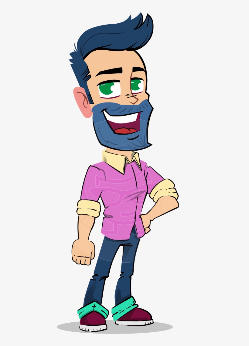 Simple Style Cartoon Of A Man With Beard - Cartoon, transparent png