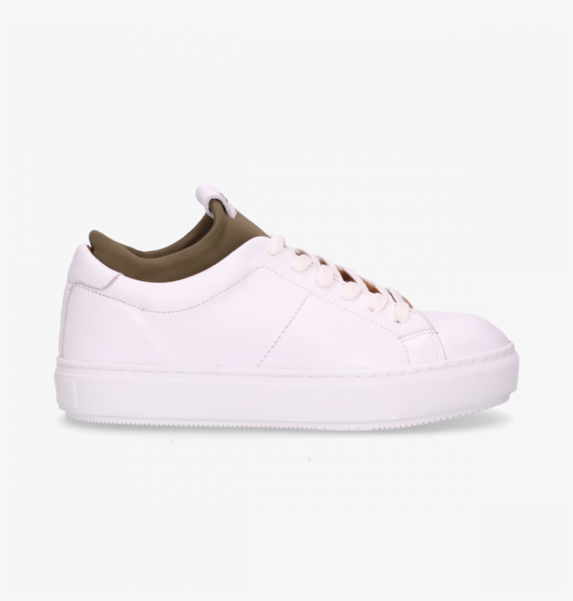 White Sneaker Smooth Leather With Neoprene Sock Olive - Sneakers, transparent png