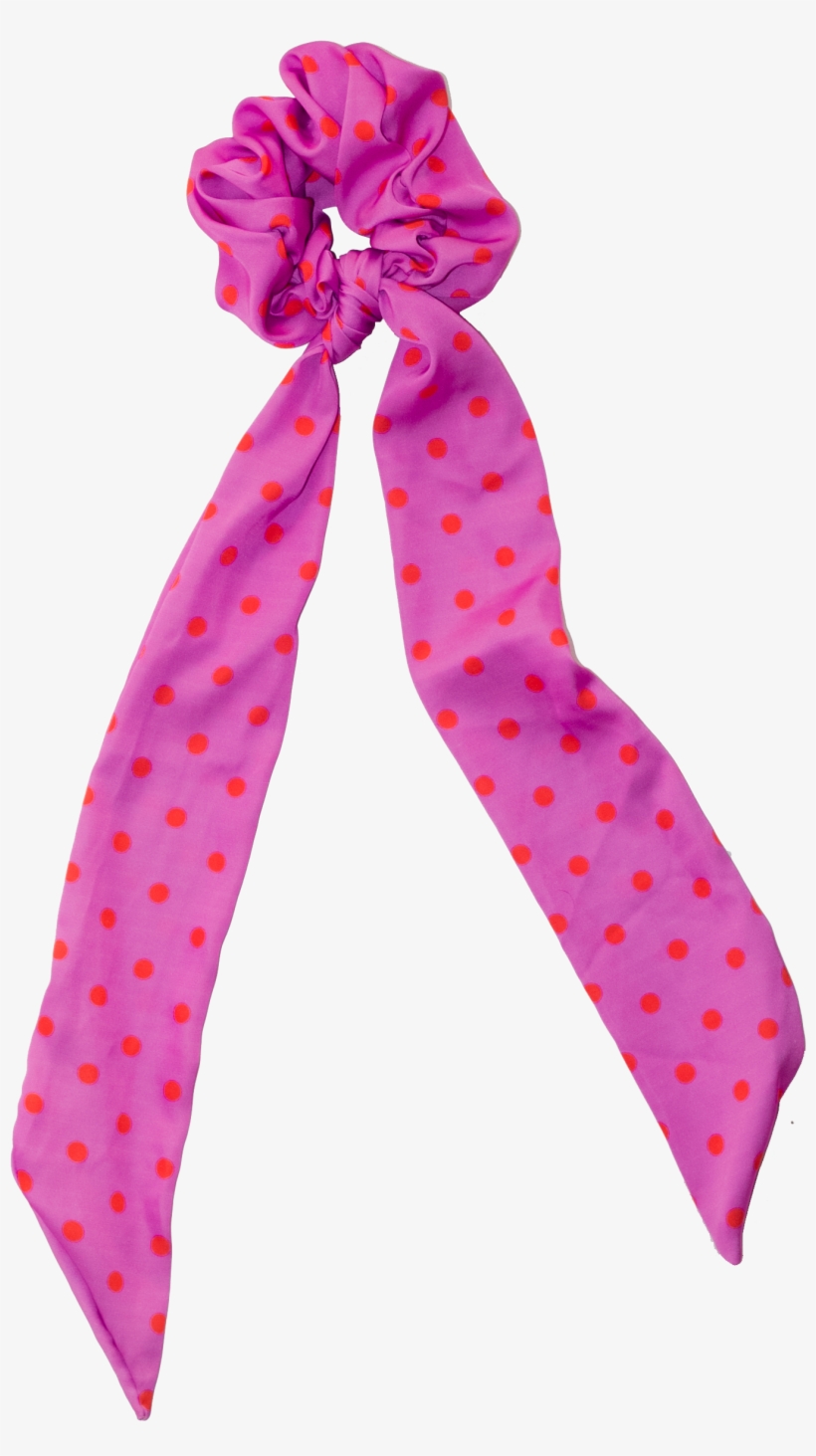 Purple And Orange Polka Dot Silk Hair Pony Scarf Scrunchie - Polka Dot, transparent png
