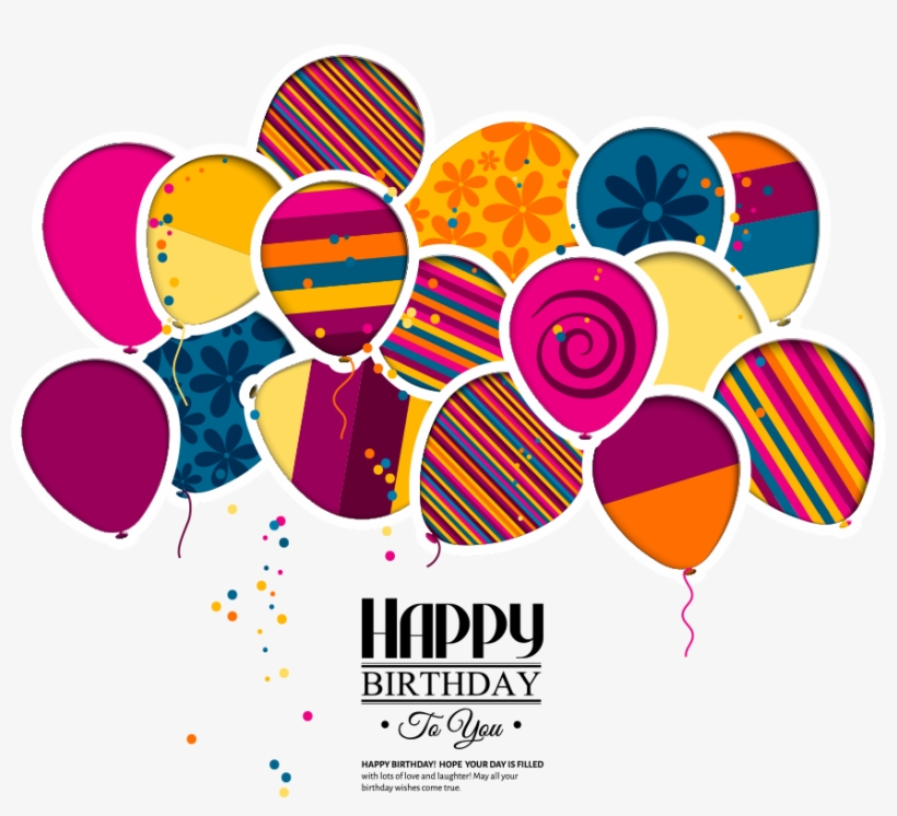Vector Wedding Greeting Birthday Invitation Cake Balloons - Happy Birthday Balloons And Cake Background, transparent png