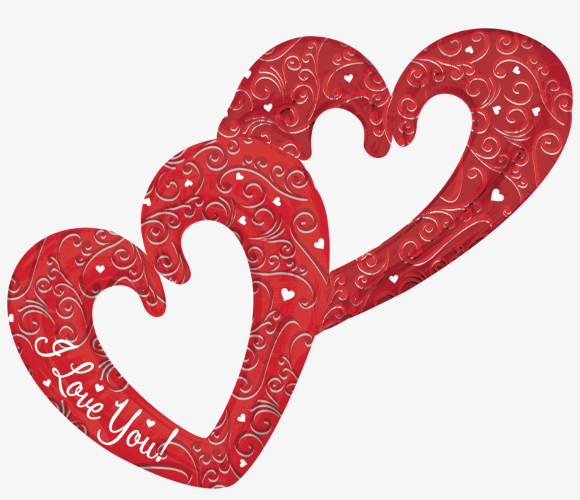 Multi Balloon Love Interlocking Hearts 53" P70, transparent png