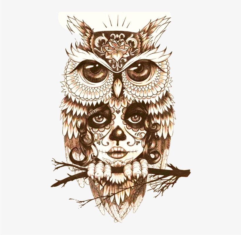 Body Owl Art Tattoo Mystic Drawing Clipart - Owl Tattoo Black And White, transparent png