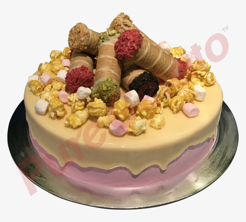 Cannoli Gelato Cake With Cluster White Choc Drip, transparent png