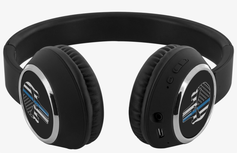 Thin Blue Line Skull Headphones - Bts Bluetooth Headphones, transparent png
