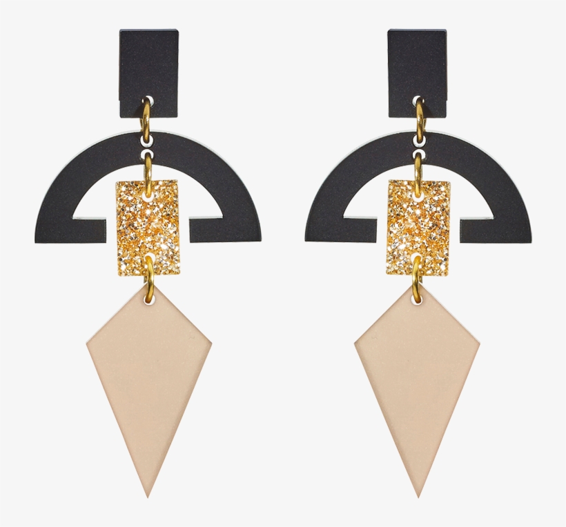 Half Moon Drops Nude & Glitter - Earring, transparent png