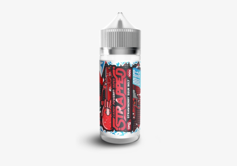 Strawberry Sour Belts On Ice E-liquid By Strapped 100ml - Water Bottle, transparent png