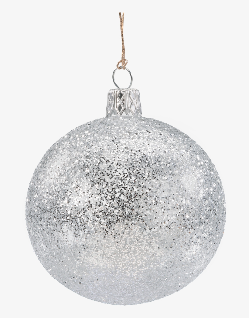 Glass Bauble Silver With Glitter, 7 Cm - Christmas Silver Glitter Ball Png, transparent png