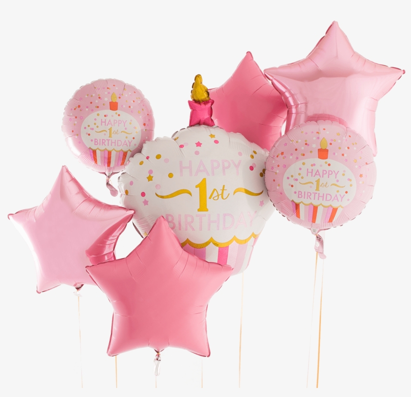 1st Birthday Pink Cupcake Bunch - Birthday, transparent png