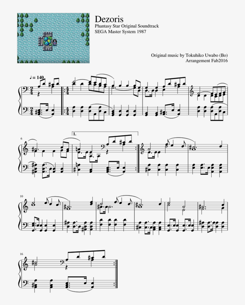 Dezoris Phantasy Star Original Soundtrack Sega Master - Sheet Music, transparent png