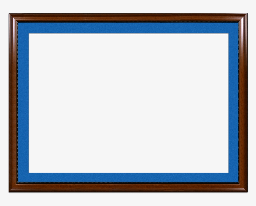 A Walnut With Bead Picture Frame With Blue Mat - Picture Frame, transparent png