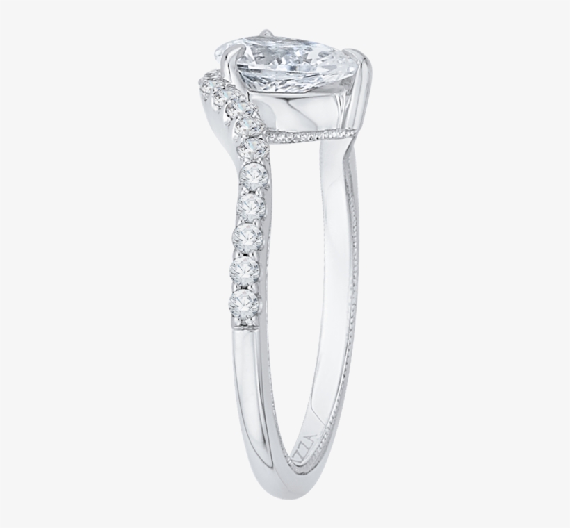 14k White Gold Pear Diamond Promise Engagement Ring - Engagement Ring, transparent png