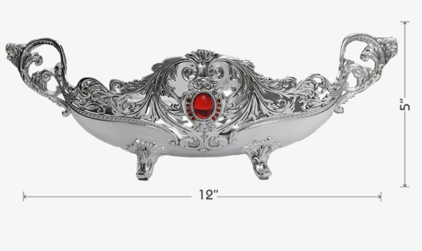 Centre Boat With Ruby-stone,buy Amazing Centre Silver - Illustration, transparent png