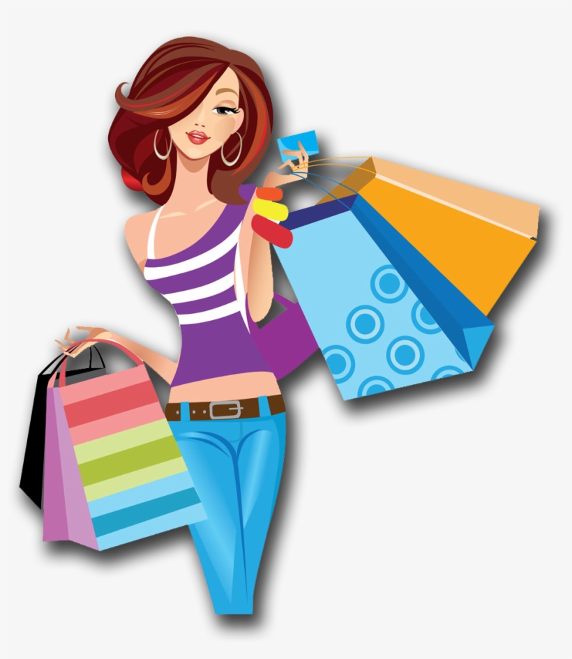 Shopping Cartoon Women Png Image High Quality Clipart - Shopping Cartoon Png, transparent png