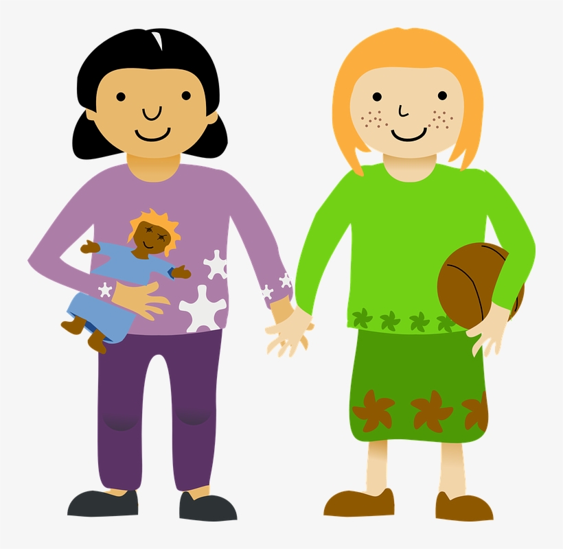 Friendship Two Guy Friend - Girls Holding Hands Clipart, transparent png