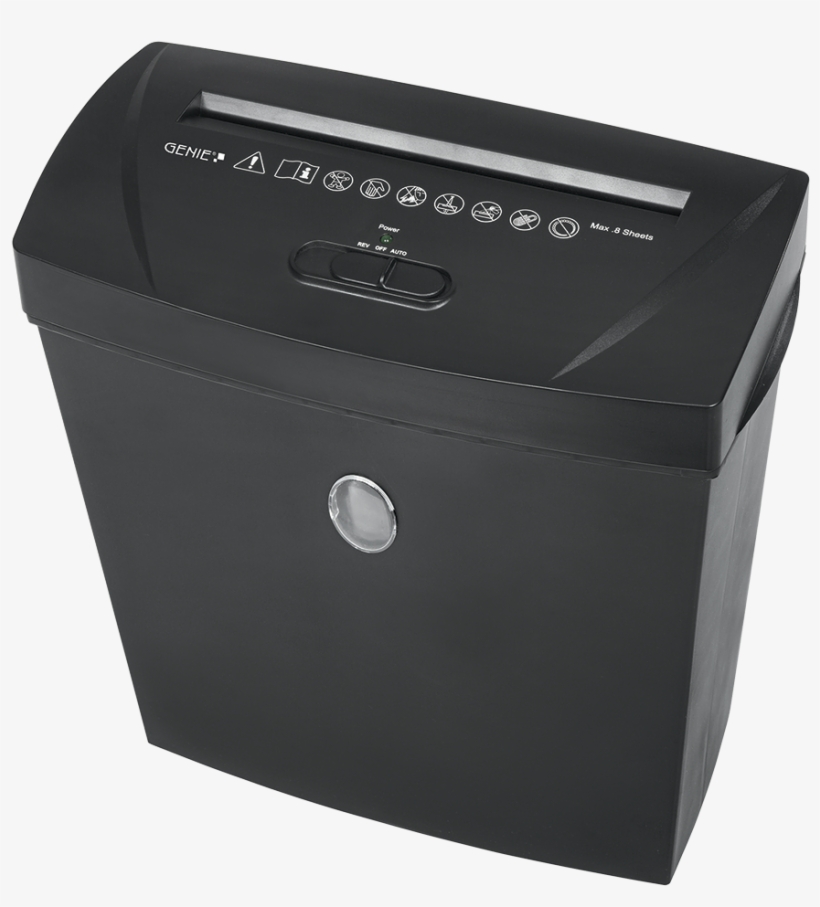 Genie 180x Papershredder, 8 Sheets Cross Cut - Box, transparent png