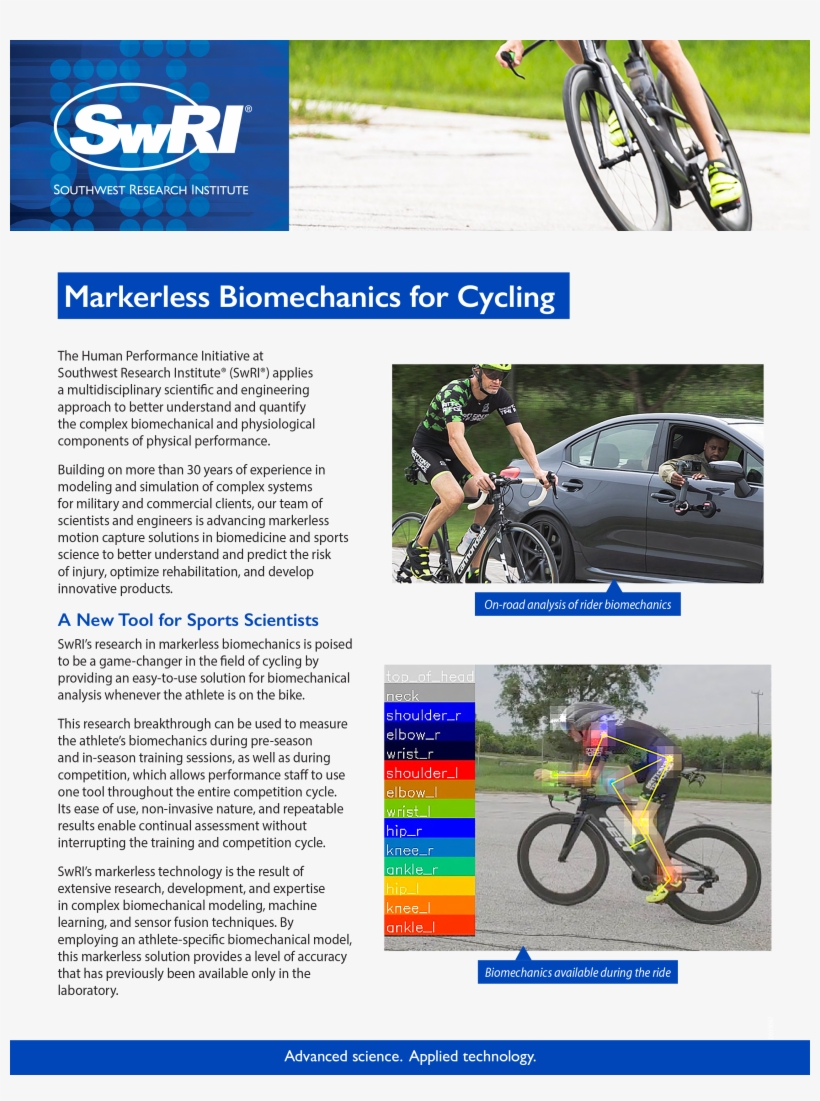 Markerless Biomechanics For Cycling Southwest Research - Hybrid Bicycle, transparent png
