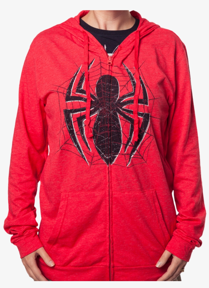 Spider Man Logo Zip Up Hoodie - Hoodie, transparent png