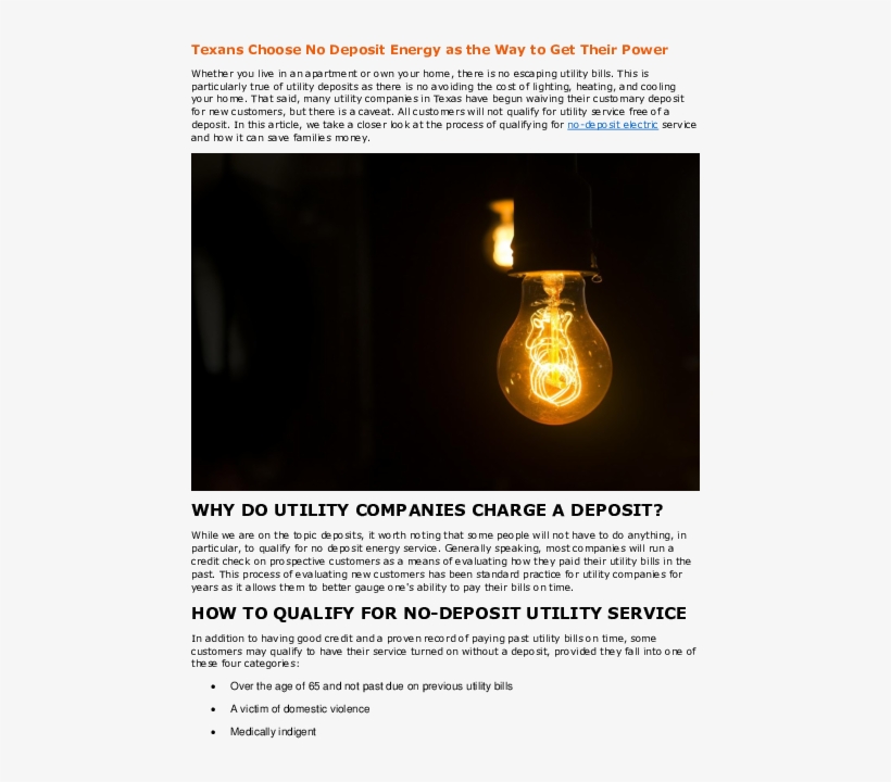 Texans Choose No Deposit Energy As The Way To Get Their - Light Bulb, transparent png