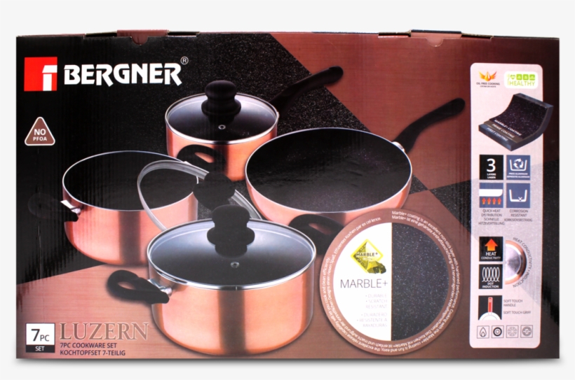 7 Pc Cookware Set Marble Coating - Bergner, transparent png