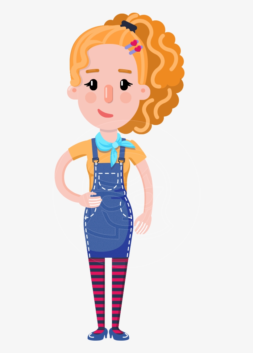Cute Blonde Girl In Flat Style Cartoon Character - Cartoon, transparent png
