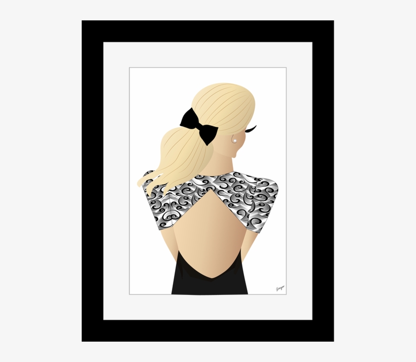 Fashion Wall Art Framed Back Blonde Girl Designer Dress - Fashion Illustration, transparent png