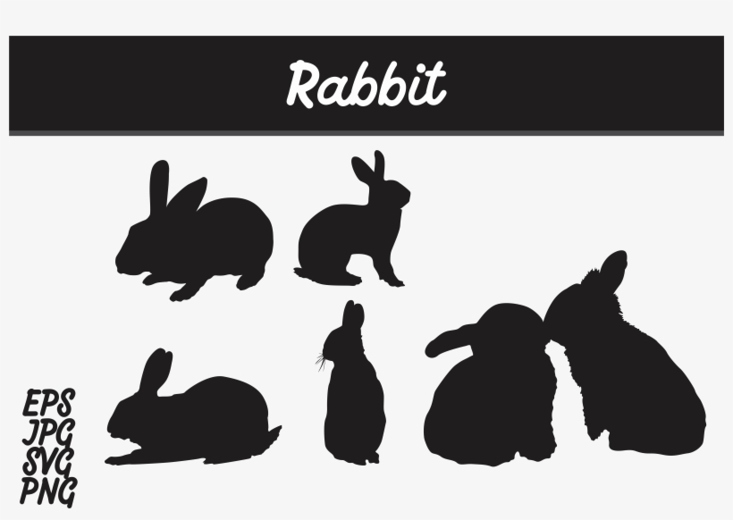 Rabbit Silhouette Set Svg Vector Image Bundle Graphic - Batik Mega Mendung Vector Png, transparent png