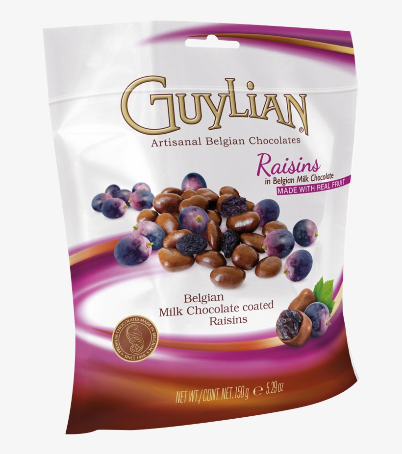 Guylian Milk Chocolate Covered Raisins In Pouch 150g - Guylian Chocolat Covered Berries, transparent png