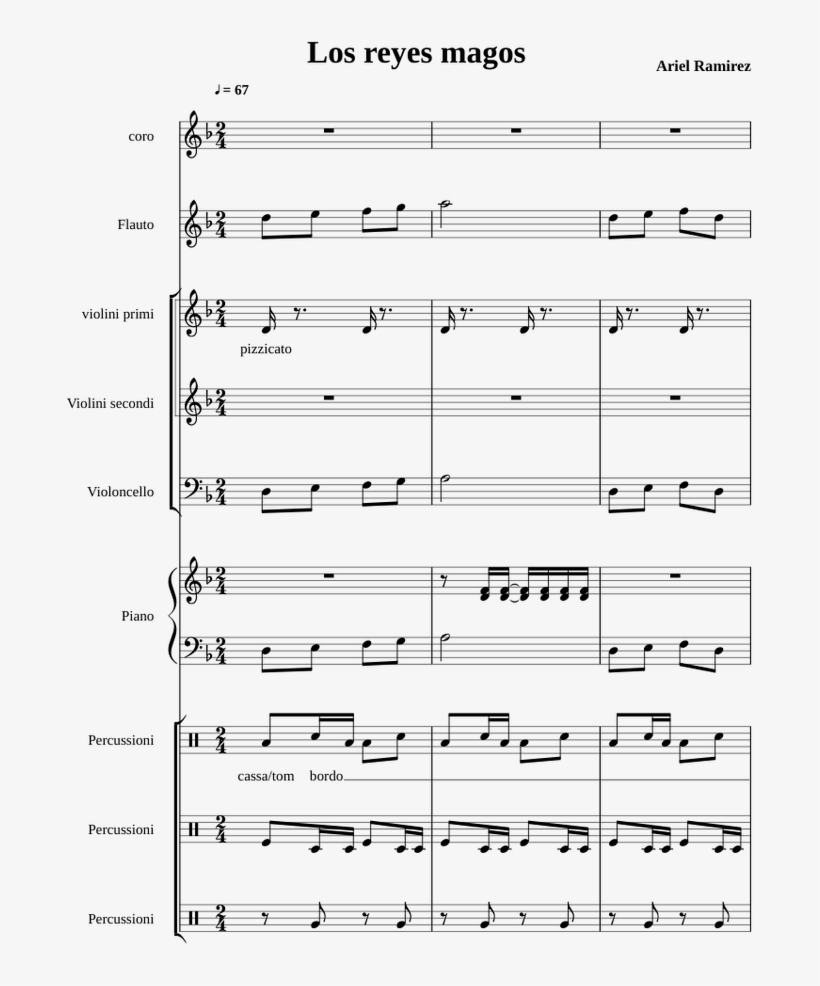 Los Reyes Magos Sheet Music For Flute, Violin, Piano, - Sheet Music, transparent png