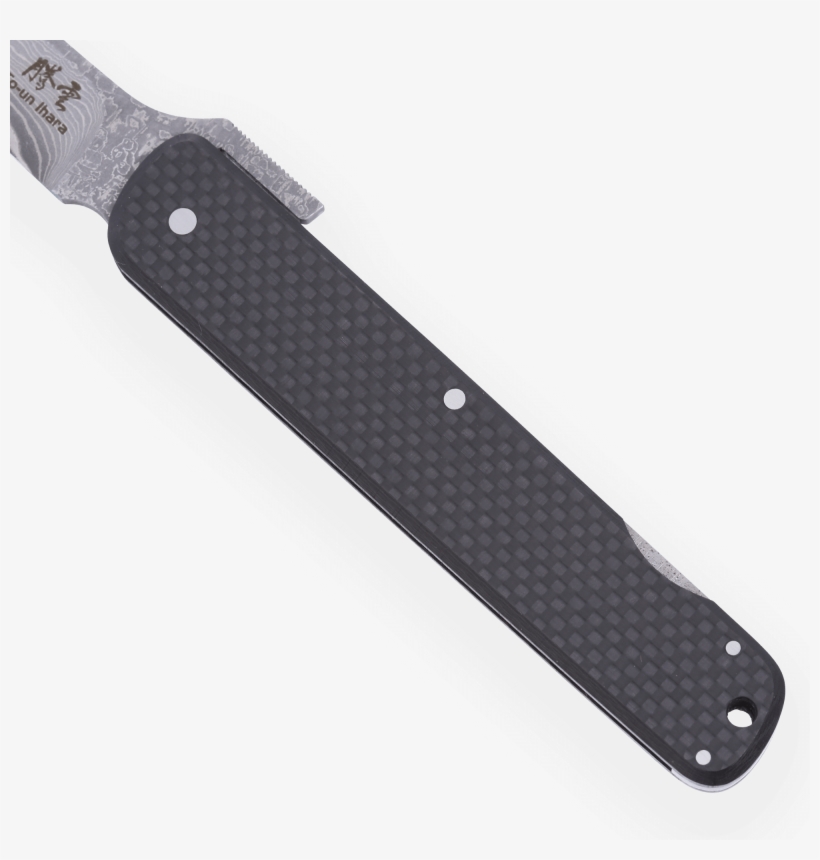 Folding Damascus Pocket Knife Carbon Fibre Handle, transparent png