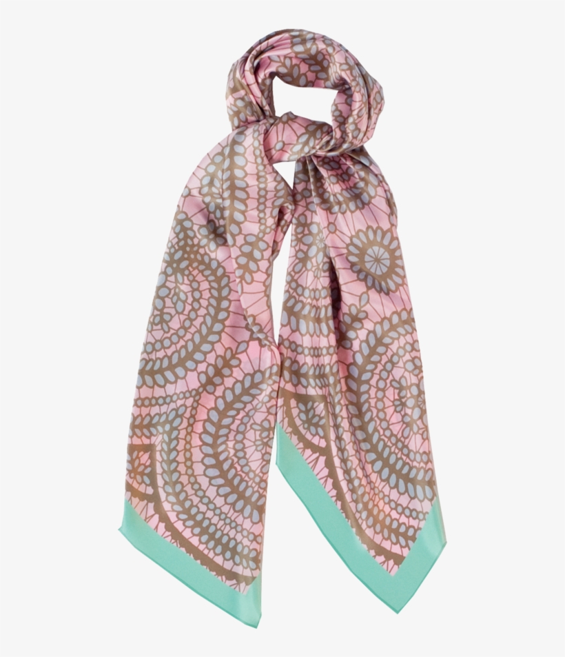Image Of Lace Pink Mint Silk - Scarf, transparent png
