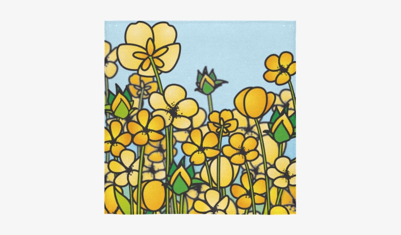 Buttercup Flower Field Yellow Floral Arrangement Square - Cartoon, transparent png