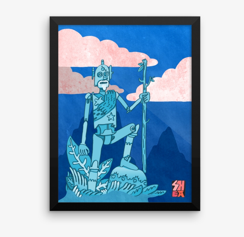 Robot Adventurer 12 X 16 Mockup Wall, transparent png