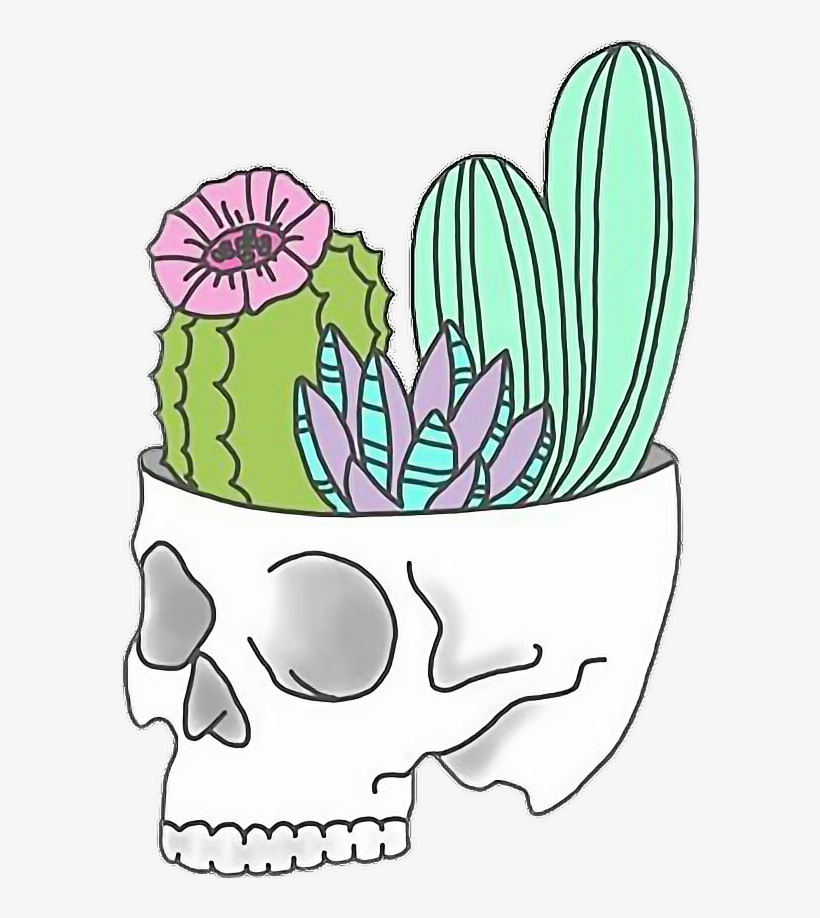 Skull Cactus Tumblr Sticker Karla Ctm Png Freetoedit - Stickers Tumblr Png Cactus, transparent png