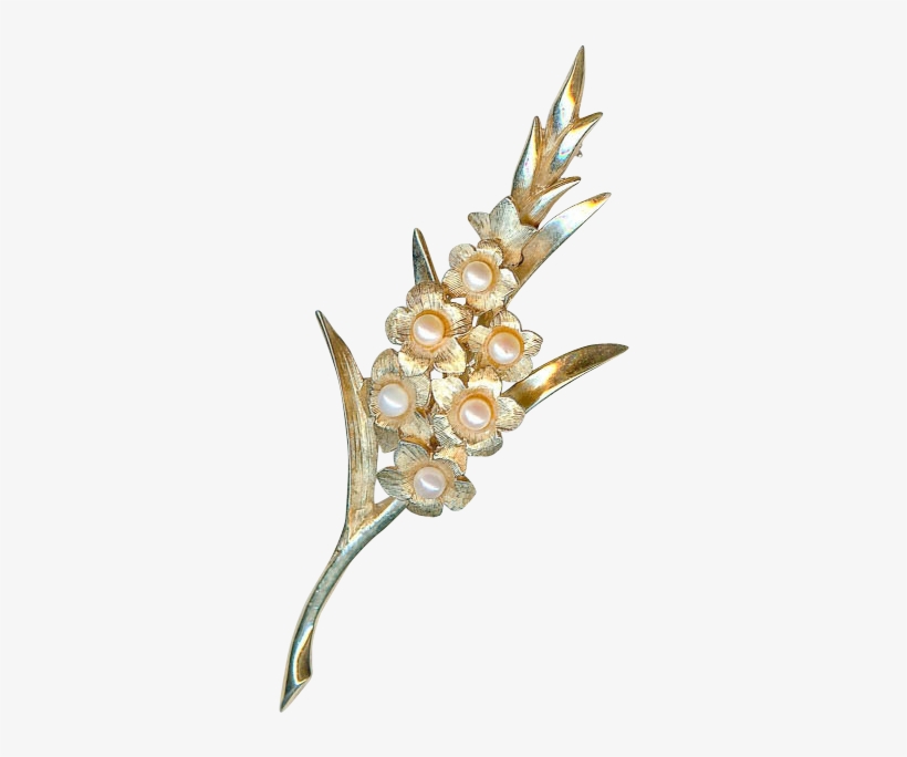 Charming Vtg 1962 Boucher Gladiolus Flower Real Pearl - Headpiece, transparent png
