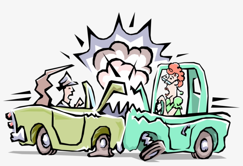 Vector Illustration Of Head-on Collision Traffic Accident - Crash Clipart, transparent png