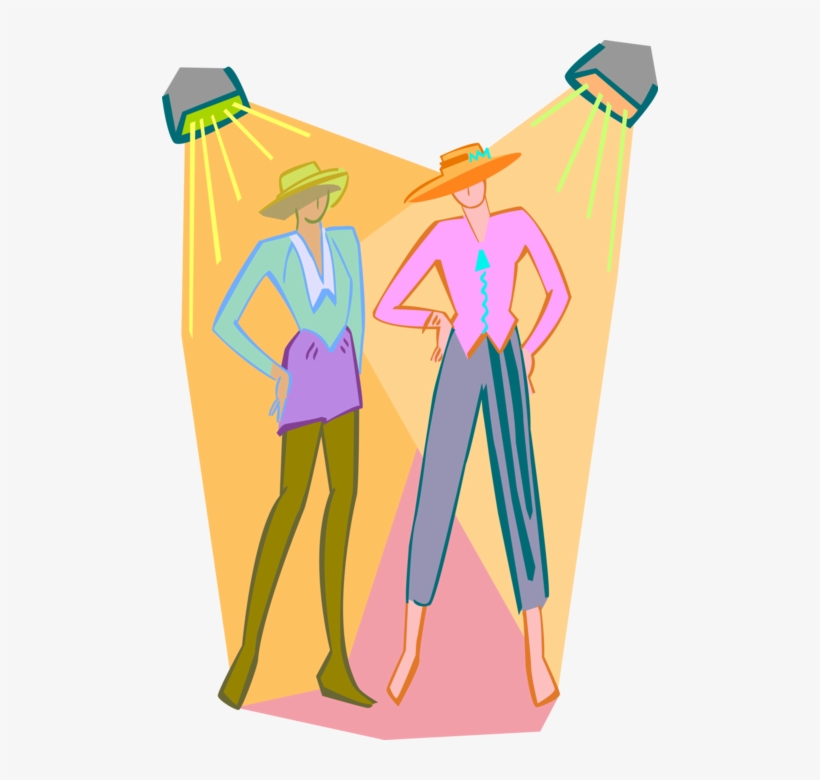 Vector Illustration Of Fashion Models On Runway Under - Cartoon, transparent png