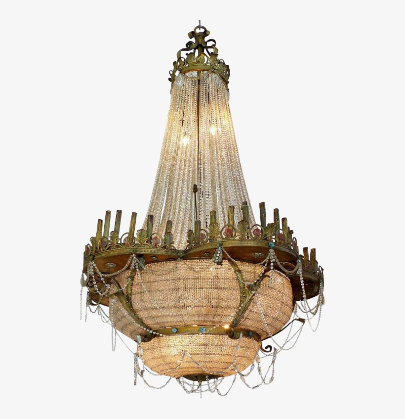 Superb Monumental Bronze And Crystal Theatre Circa - Chandelier, transparent png