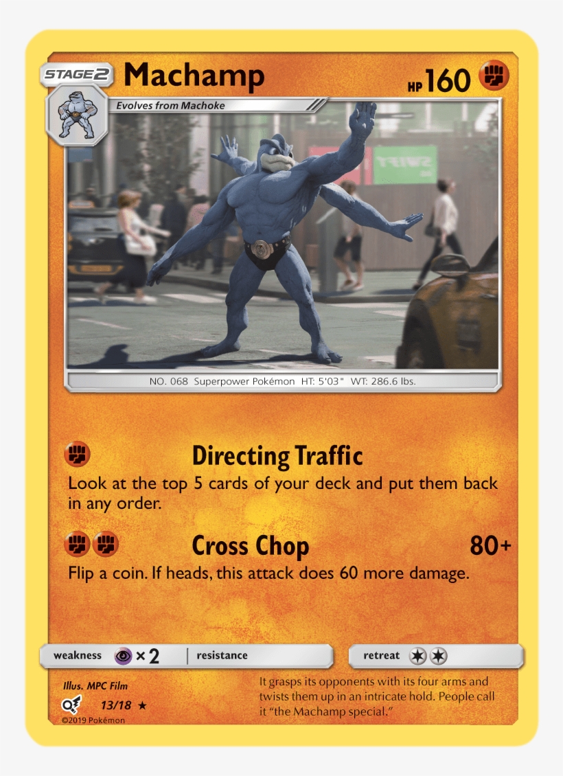 Pokemon Tcg Detective Pikachu Machamp Card - Detective Pikachu Pokemon Cards, transparent png